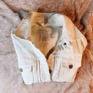 J.Crew distressed white denim jacket